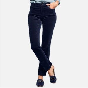 Talbots Micro Corduroy Pants Size 12  Straight Leg High Waist Women’s Navy Blue